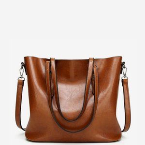 Vegan Leather Tote Bag (Cognac)